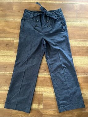 Liz Claiborne Navy Sailor-Style High Waisted Pants with Waist Tie
